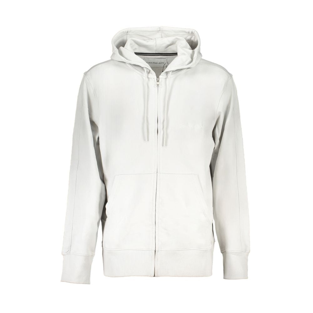 Sweatshirt gris en coton pour homme de Calvin Klein, coupe décontractée, logo discret sur la poitrine, tissu doux et confortable.