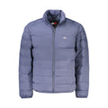 Veste homme Tommy Hilfiger en polyamide bleue, style décontracté avec col haut et fermeture éclair, vue de face.
