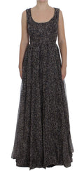 Robe longue en soie noire de la marque Dolce & Gabbana, robe shift élégante et fluide pour occasions spéciales.