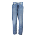Jeans femme en coton Calvin Klein Blu, coupe classique, avec détails de couture visibles.