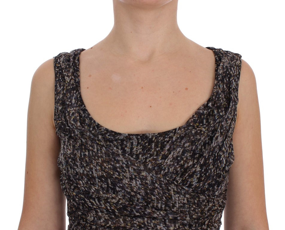 Robe longue en soie sombre de Dolce & Gabbana, robe de soirée élégante avec coupe fluide et détails raffinés.