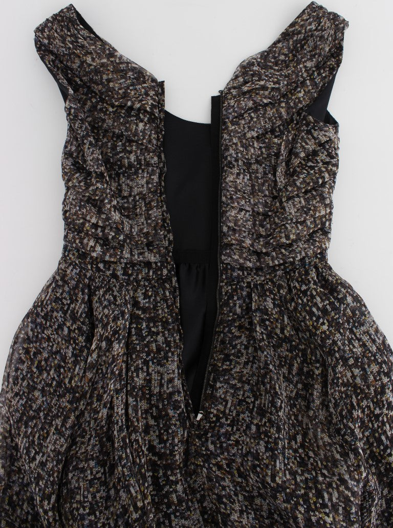 Robe longue en soie sombre de Dolce & Gabbana, robe de soirée élégante avec coupe fluide et détails raffinés.