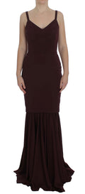 Robe longue en jersey stretch Bordeaux de Dolce & Gabbana, coupe près du corps, pour une allure élégante et sophistiquée.