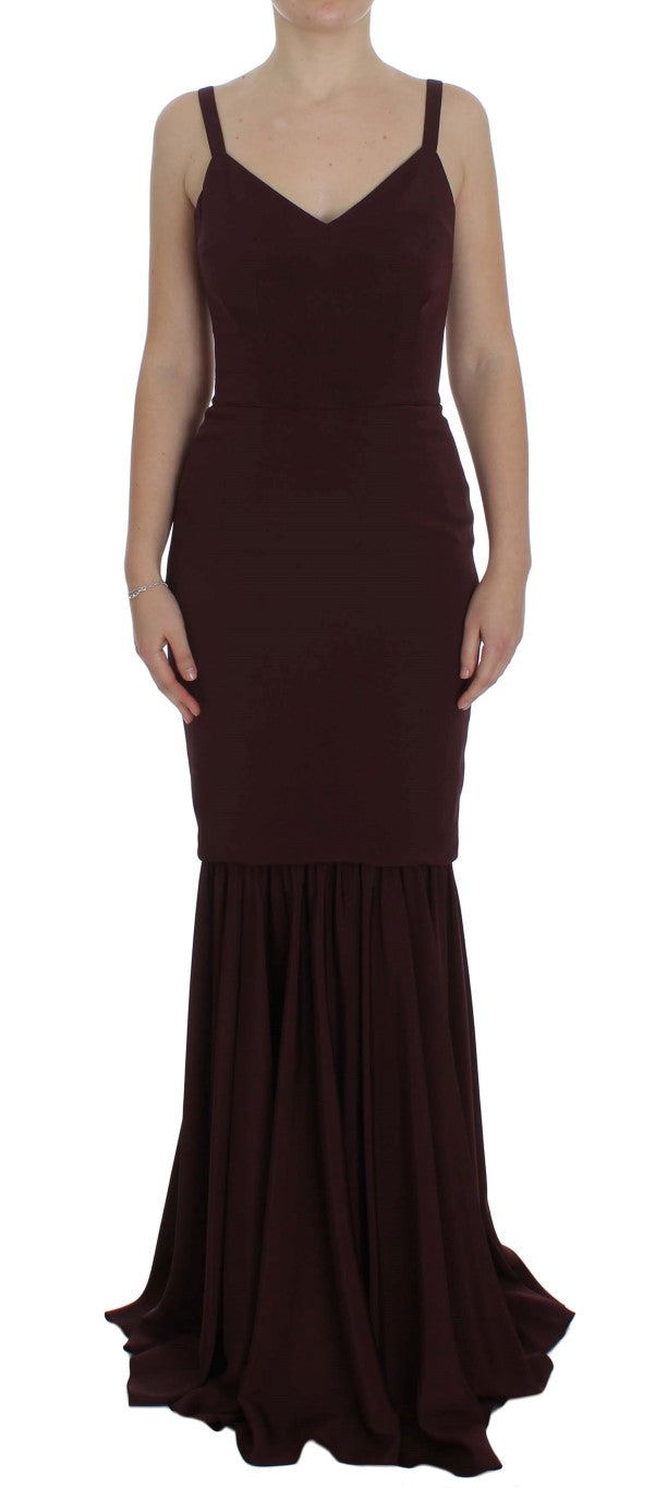 Robe longue en jersey stretch Bordeaux de Dolce & Gabbana, coupe près du corps, pour une allure élégante et sophistiquée.