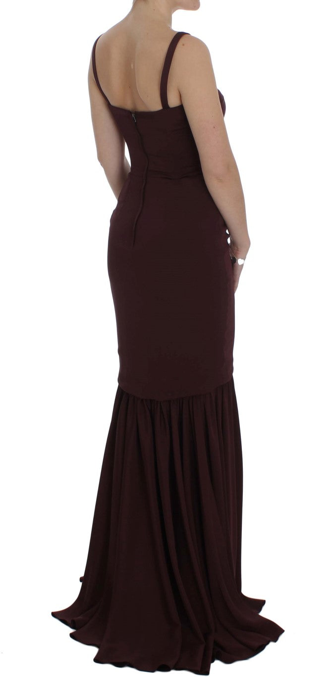 Robe longue moulante Dolce & Gabbana Bordeaux, tissu extensible, élégante silhouette, vue de face.