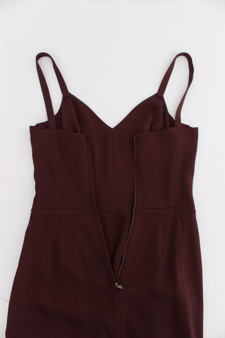 Robe longue ajustée en stretch Bordeaux de Dolce & Gabbana, silhouette élégante et sophistiquée.