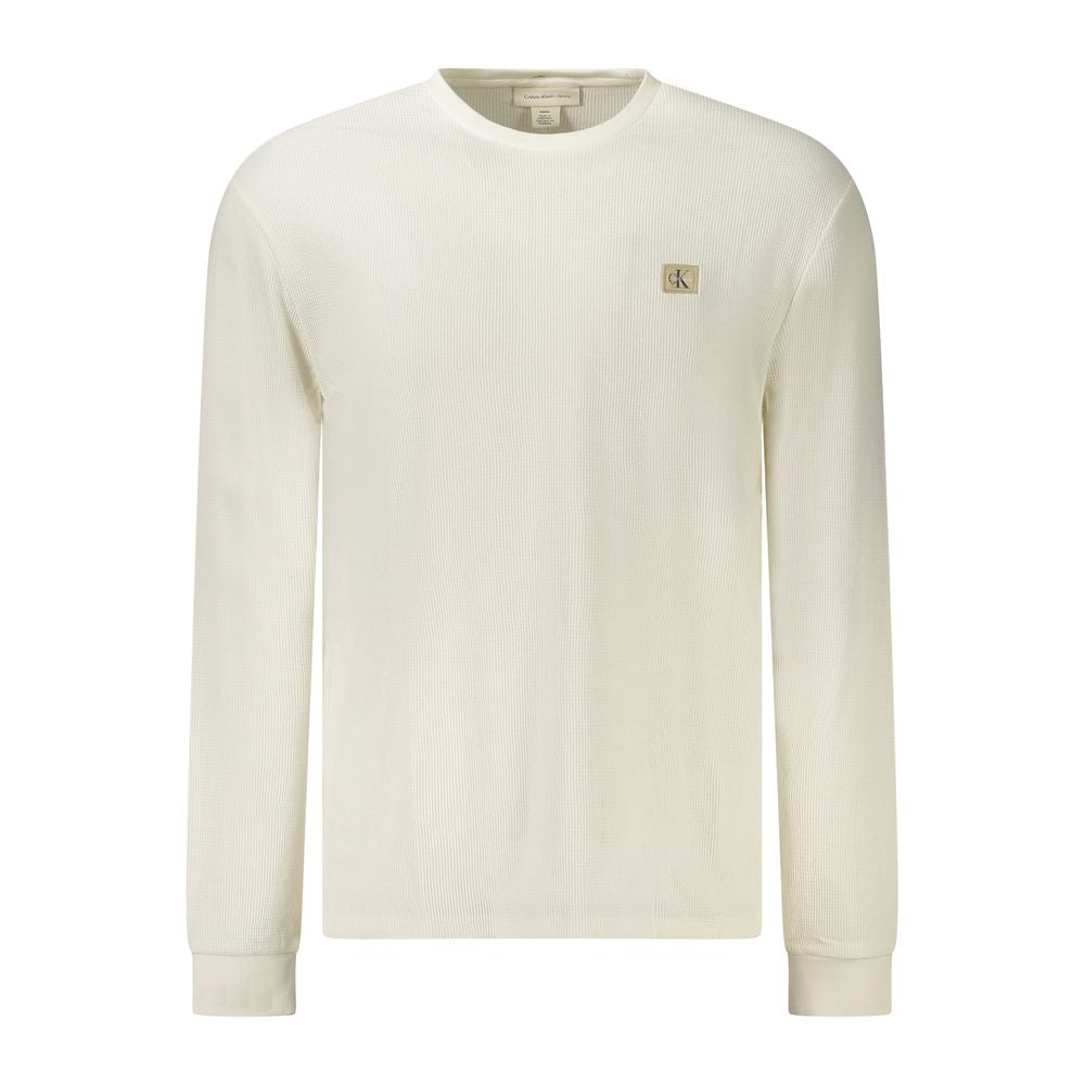 T-shirt homme Calvin Klein en coton blanc à manches longues, image montrant le design simple et confortable du vêtement.