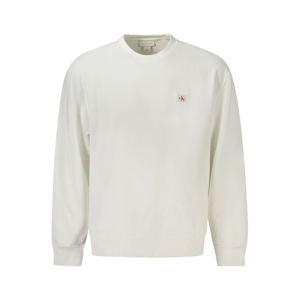 Sweat-shirt blanc en coton pour homme de la marque Calvin Klein, vue de face, décontracté et confortable.