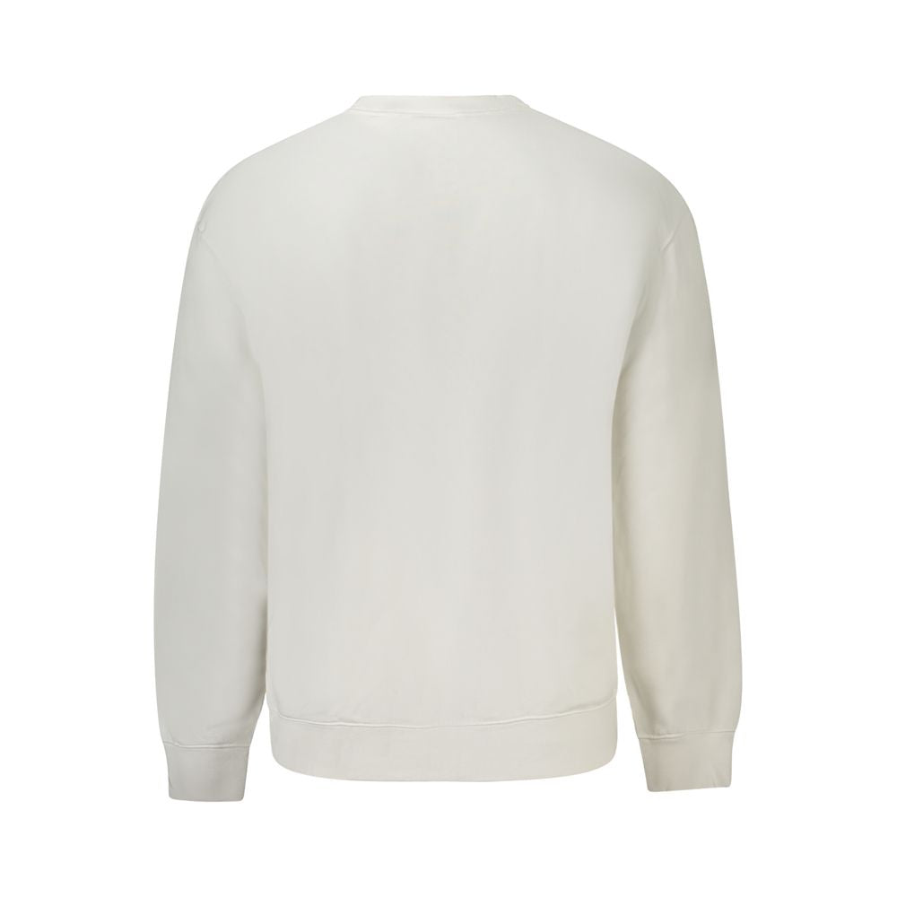 Sweatshirt blanc en coton pour hommes de la marque Calvin Klein, avec col rond et logo discret sur la poitrine.
