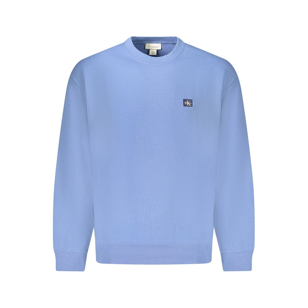 Sweat-shirt bleu en coton pour homme de la marque Calvin Klein, vue de face avec logo discret sur la poitrine.