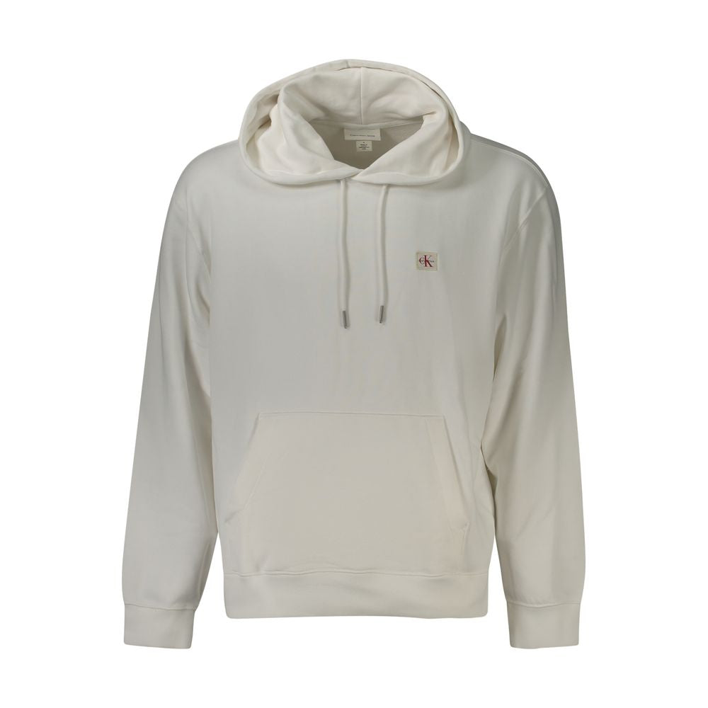 Sweat-shirt blanc en coton pour homme de la marque Calvin Klein, coupe classique et logo discret visible sur le devant.