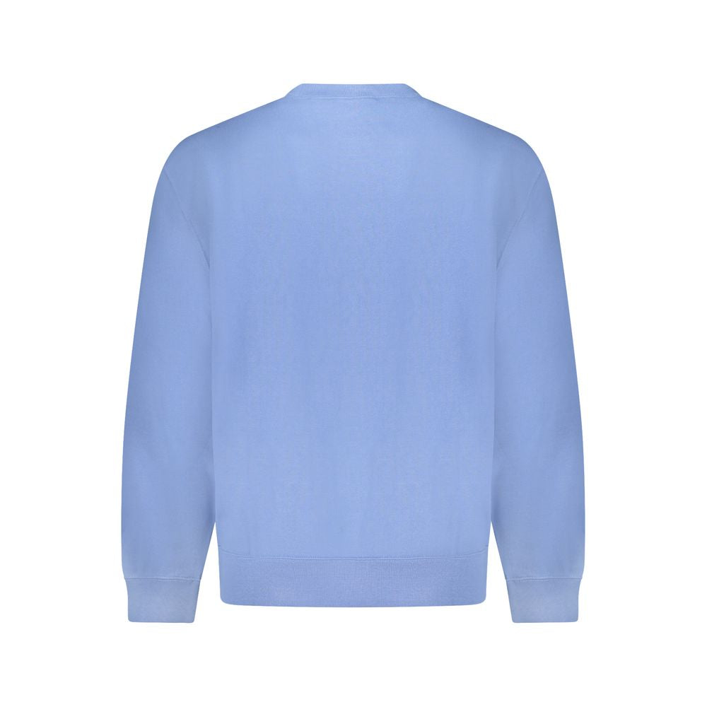 Sweat-shirt bleu en coton pour homme de la marque Calvin Klein, visible avec col rond et logo discret sur la poitrine.