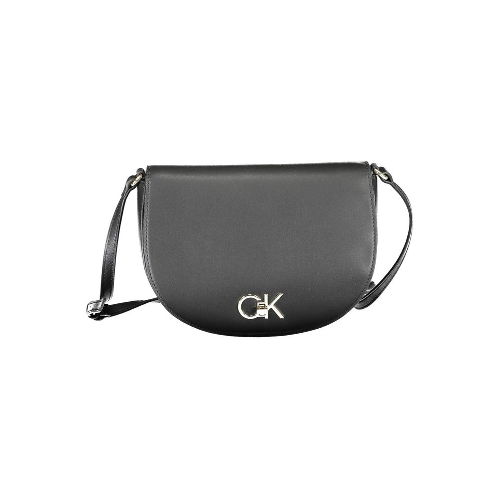 Sac à épaules pour femmes Calvin Klein en polyuréthane noir, design élégant et moderne.