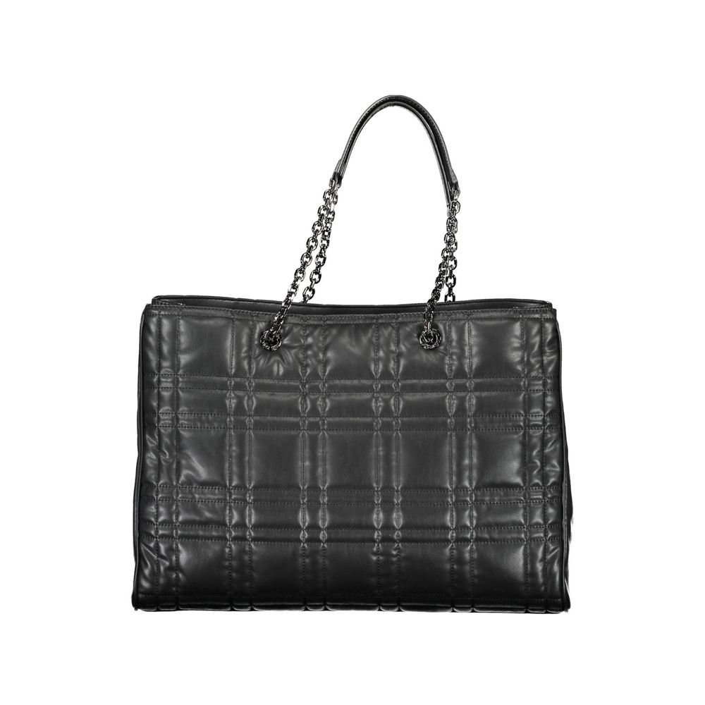 Sac à main pour femme Calvin Klein en polyester noir, élégant et moderne avec détails sophistiqués.