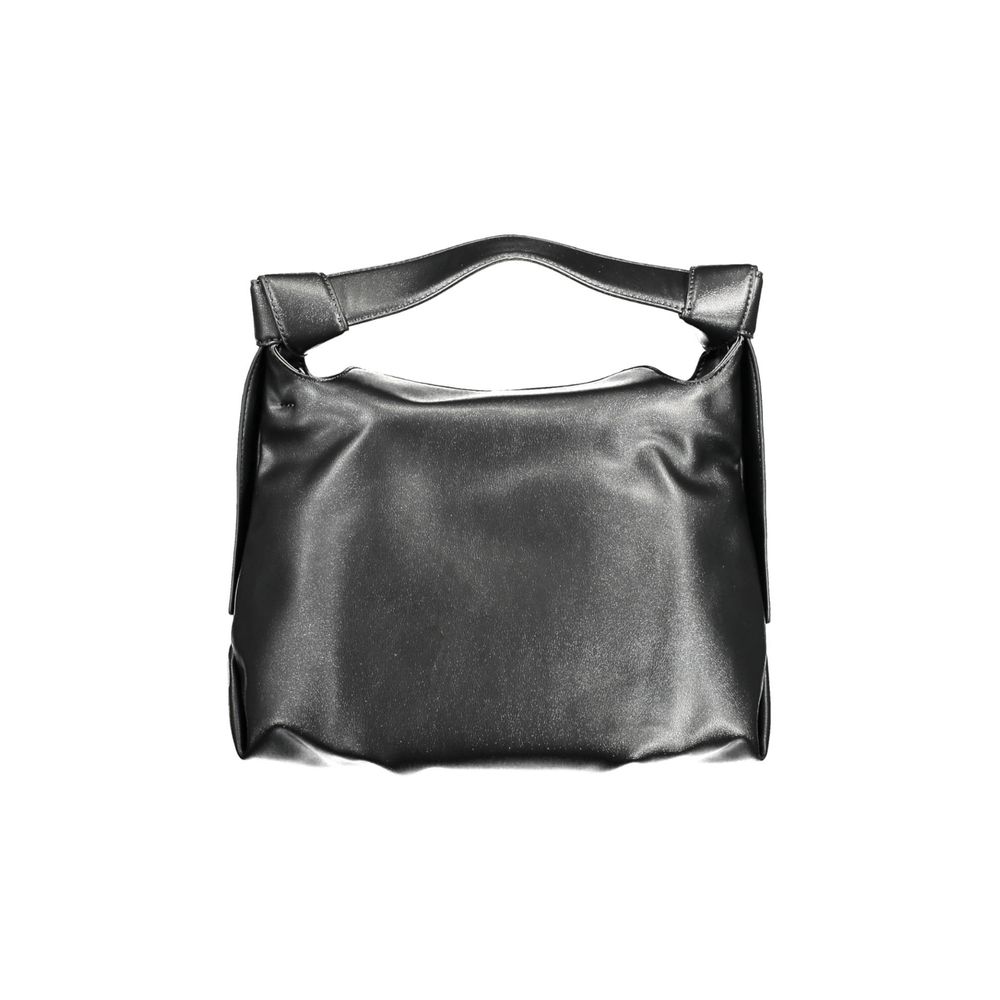 Portefeuille pour homme Calvin Klein en polyester noir, avec plusieurs compartiments visibles.
