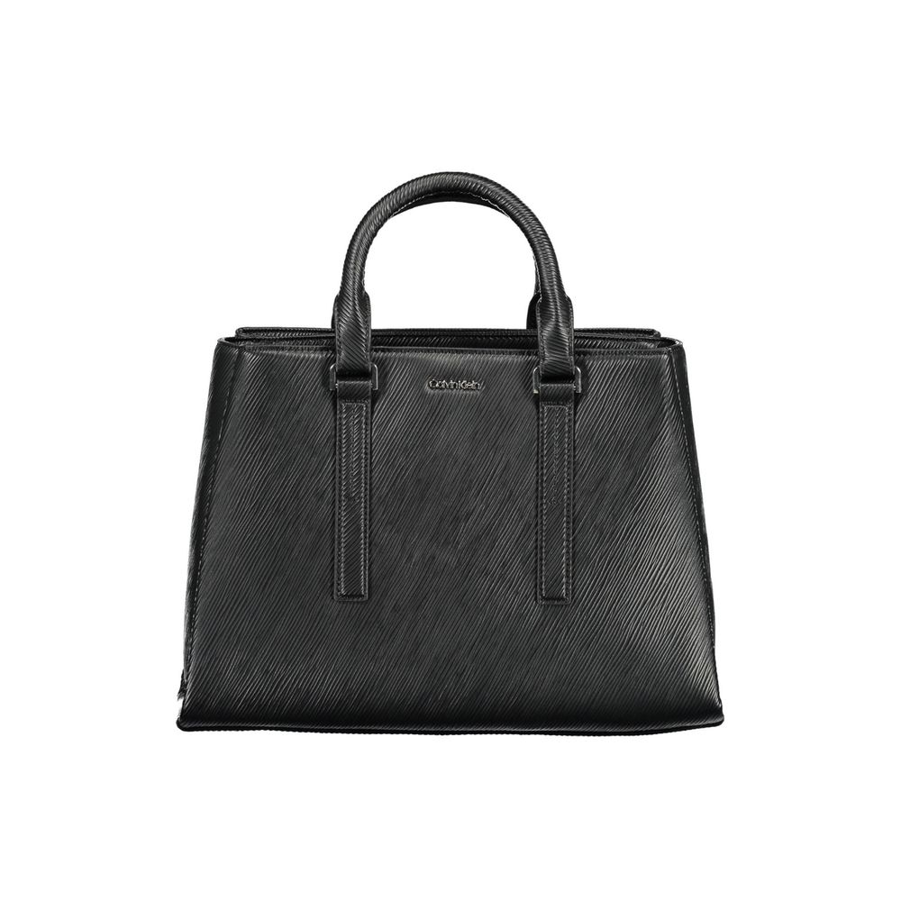 Sac à main pour femmes Calvin Klein en polyester noir, élégant et pratique, avec design moderne et détails soignés.
