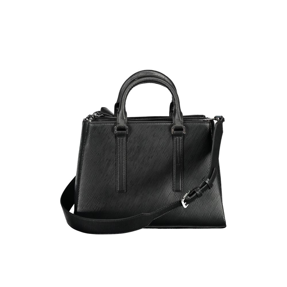Sac à main pour femmes Calvin Klein en polyester noir, design élégant avec détails modernes.