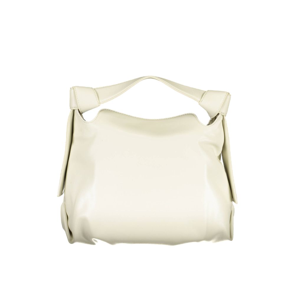 Sac à main beige en polyester pour femme de la marque Calvin Klein, vue de face avec détails du design.