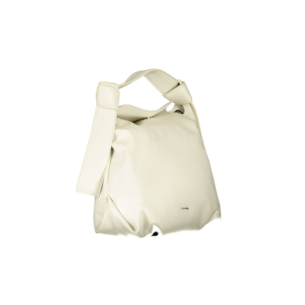 Sac à main beige en polyester pour femmes de la marque Calvin Klein, avec détails élégants visibles sur l'image.