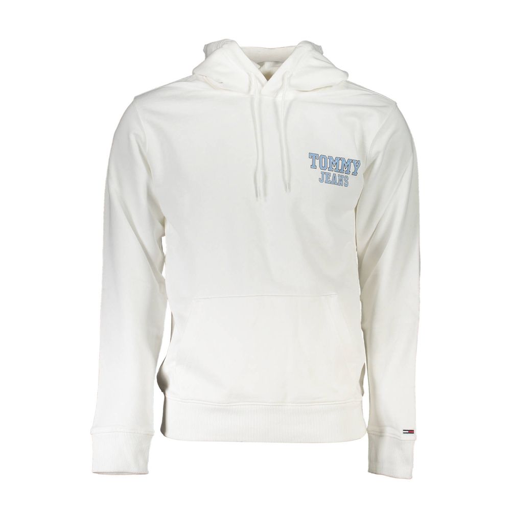 Sweat-shirt blanc en coton pour homme de la marque Tommy Hilfiger, classique et confortable, visible en détail dans l'image.