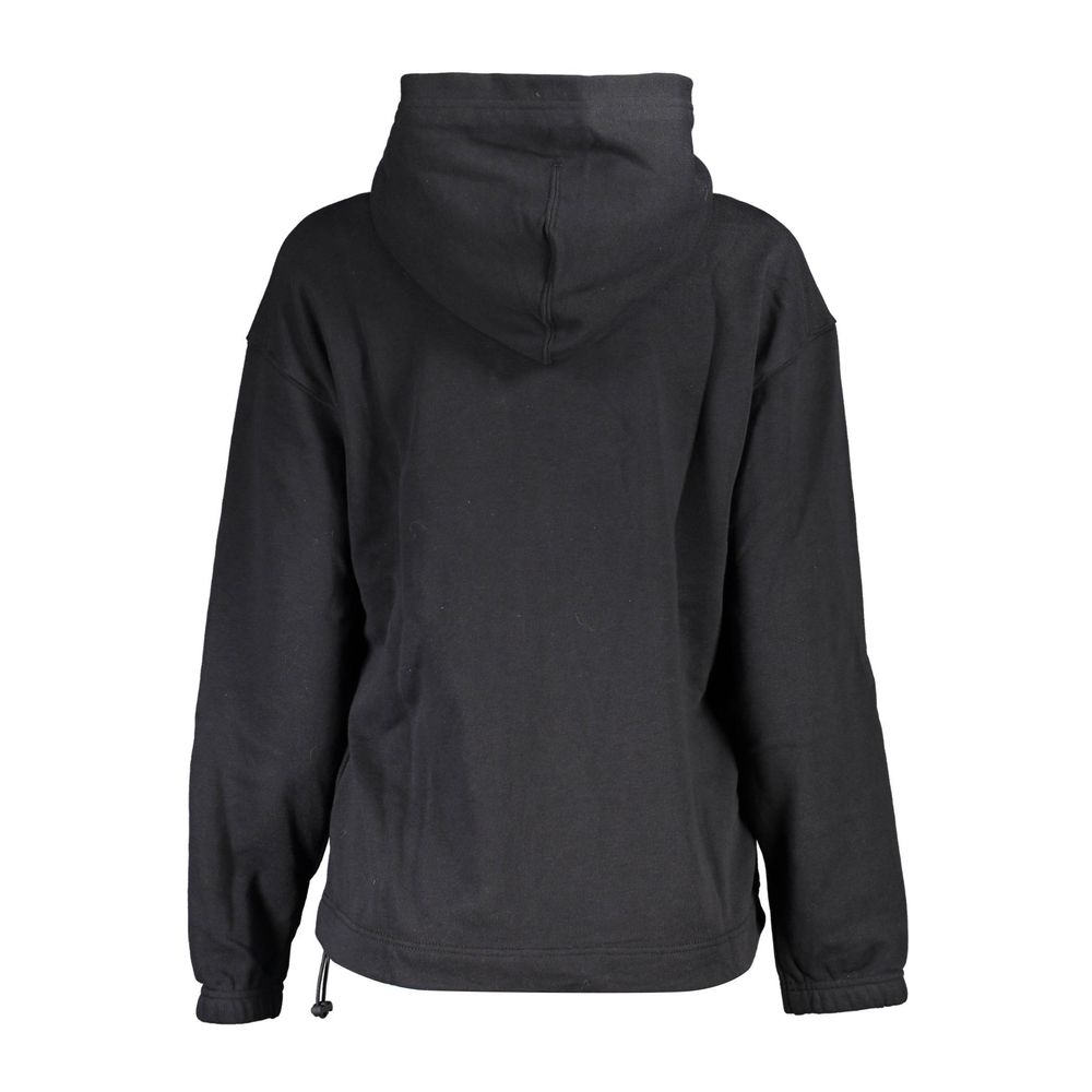 Sweat-shirt pour femmes Calvin Klein en coton noir, logo discret sur la poitrine, coupe décontractée et confortable.