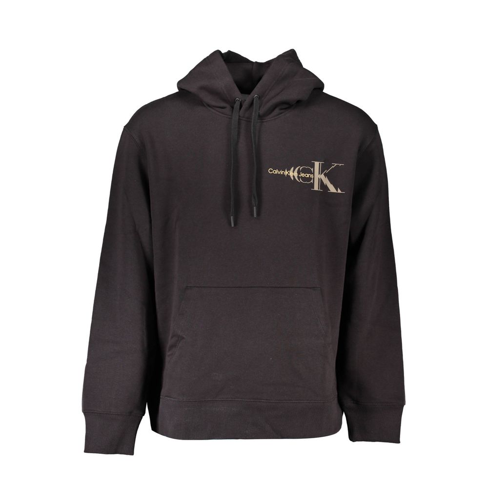 Sweat à capuche en coton noir pour homme de Calvin Klein, design simple et confortable, porté avec logo discret.