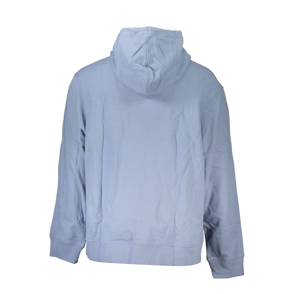 Sweatshirt homme en coton Calvin Klein Azzurro, couleur bleue, avec logo discret sur la poitrine, confort et style décontracté.