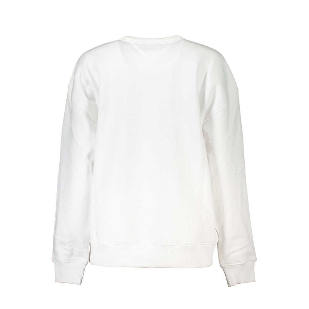 Sweatshirt blanche en coton pour femme de la marque Tommy Hilfiger, avec logo et coupe décontractée visible sur l'image.