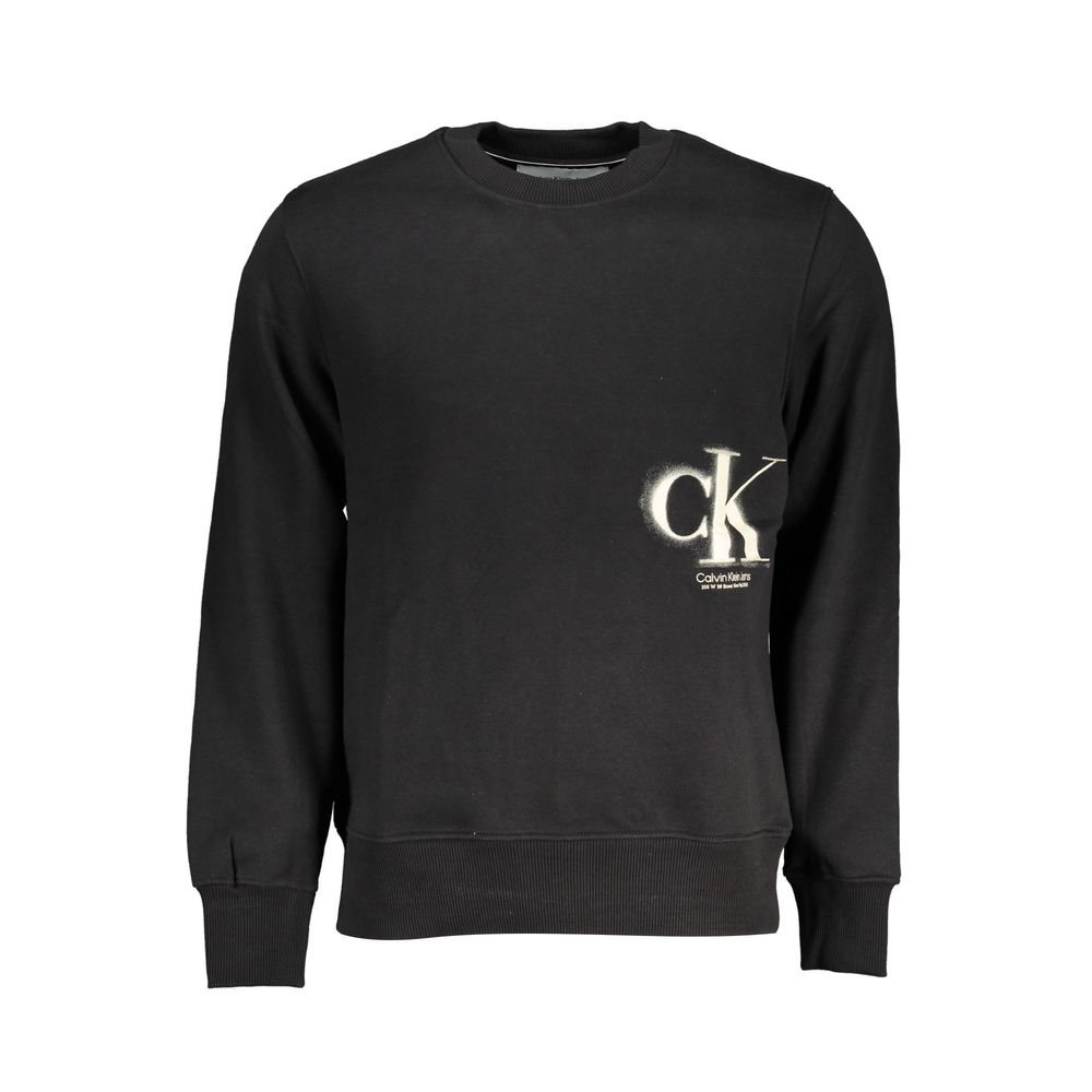 Sweat-shirt noir en coton pour homme de la marque Calvin Klein, confortable et décontracté, avec logo discret.