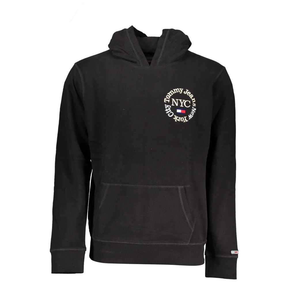 Pull pour homme Tommy Hilfiger en coton noir, classique et confortable, avec logo discret sur la poitrine.