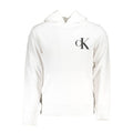Pull homme Calvin Klein en coton blanc avec capuche, style décontracté et confort, vue de face.