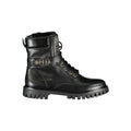 Bottes pour femmes Tommy Hilfiger en polyuréthane noir avec semelle épaisse et design moderne.