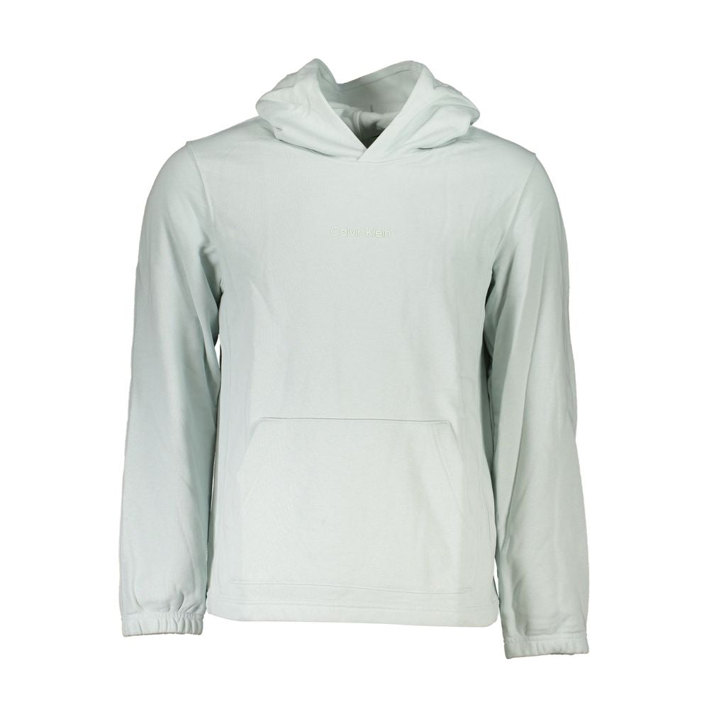 Pull homme Calvin Klein en coton vert, style classique avec col rond et manches longues, parfait pour une tenue décontractée.