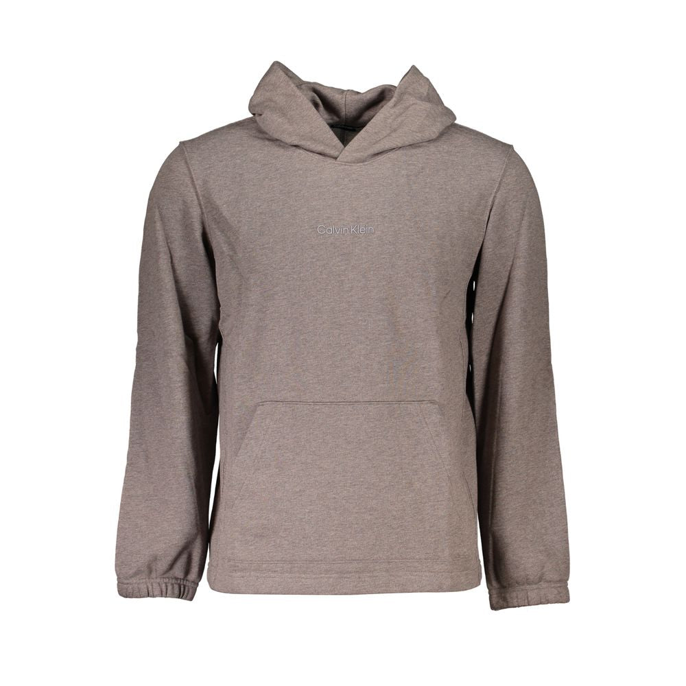 Sweat-shirt homme marron en coton de la marque Calvin Klein, avec col rond et manches longues.