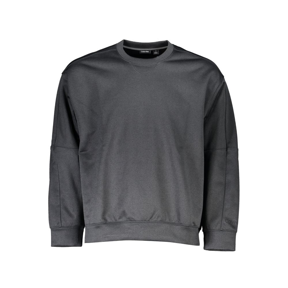 Pull en polyester noir pour homme de la marque Calvin Klein, vue de face avec col rond et manches longues.