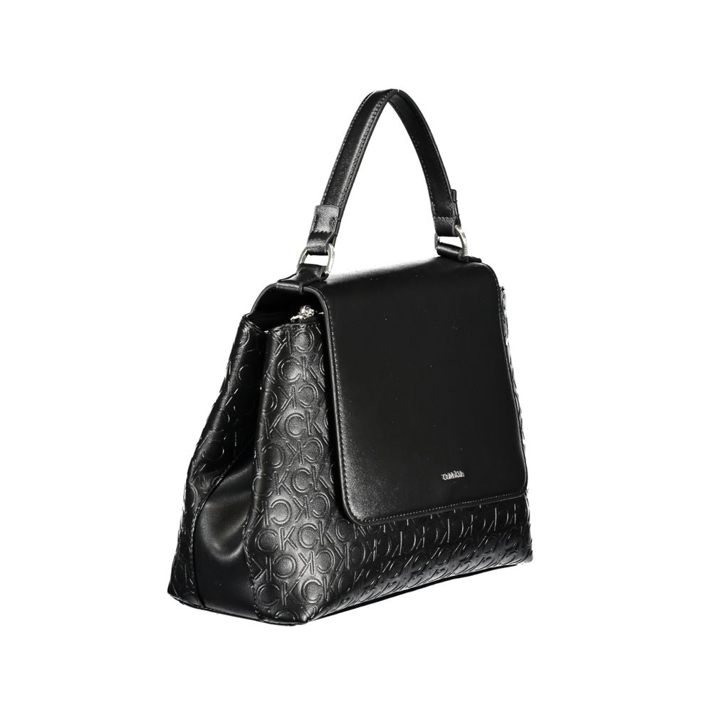 Sac à main pour femmes Calvin Klein en polyester noir, avec poignées élégantes et design moderne.