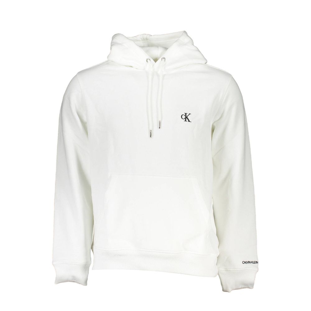 Sneakers pour homme Calvin Klein en polyuréthane blanc, style moderne, vue de côté avec semelle blanche.