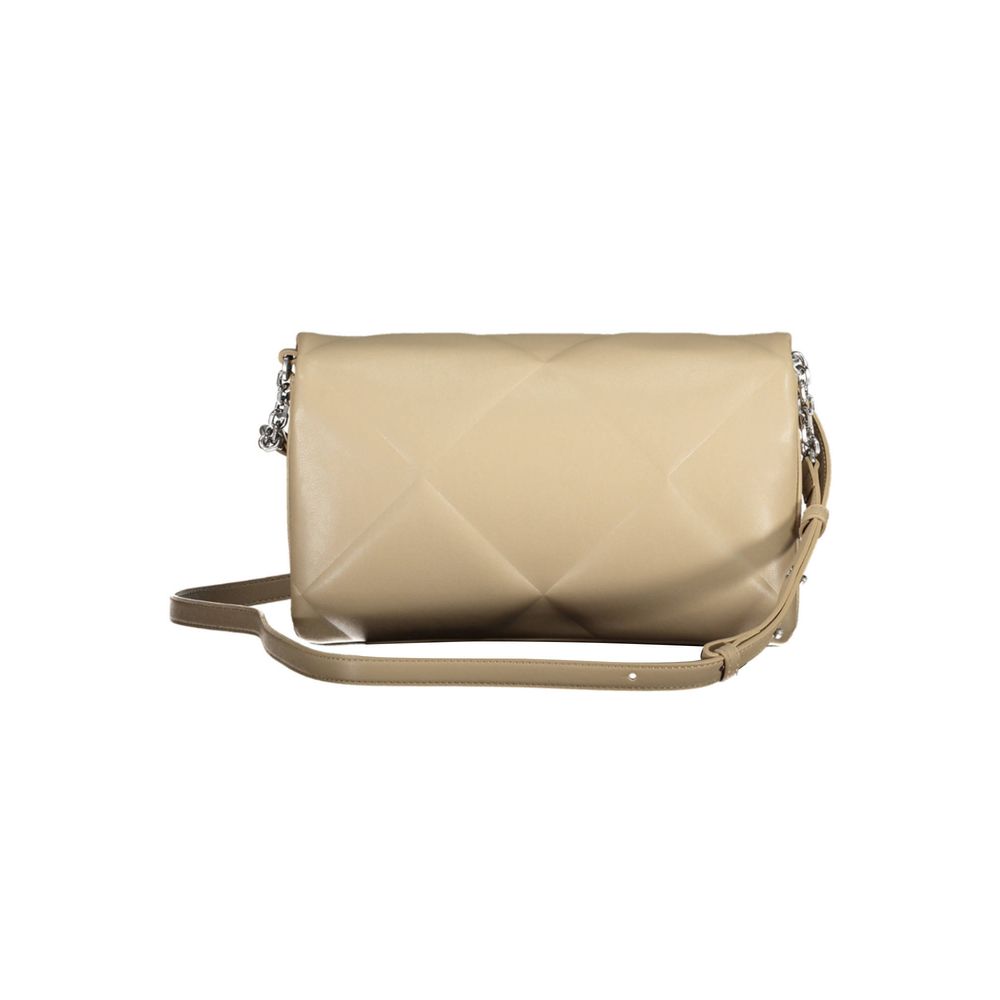 Sac à épaule beige en polyester pour femmes de la marque Calvin Klein, avec détails élégants et design moderne.