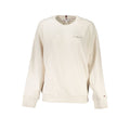 Sweatshirt beige en coton pour femmes de Tommy Hilfiger, coupe décontractée avec logo discret sur la poitrine.