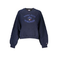 Sweatshirt pour femmes en coton bleu de la marque Tommy Hilfiger, ajustée et confortable, portée avec col rond et manches longues.