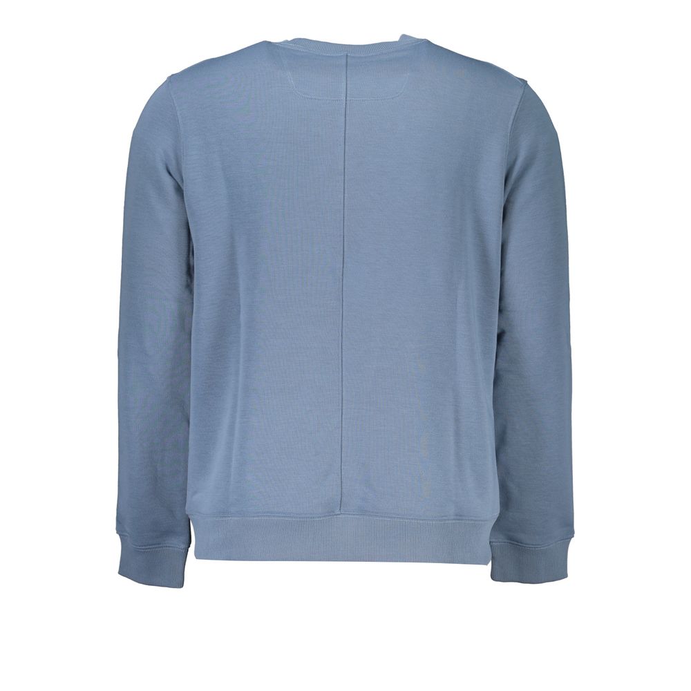 Sweatshirt homme en polyester bleu de la marque Calvin Klein, coupe décontractée et détails modernes.
