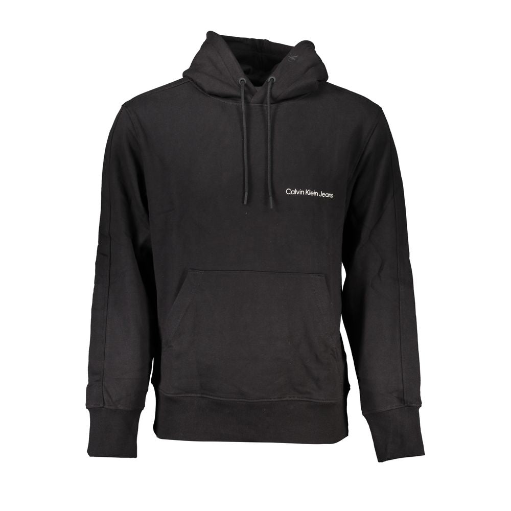 Pull pour hommes Calvin Klein en coton noir, coupe classique, avec col rond et logo discret sur la poitrine.
