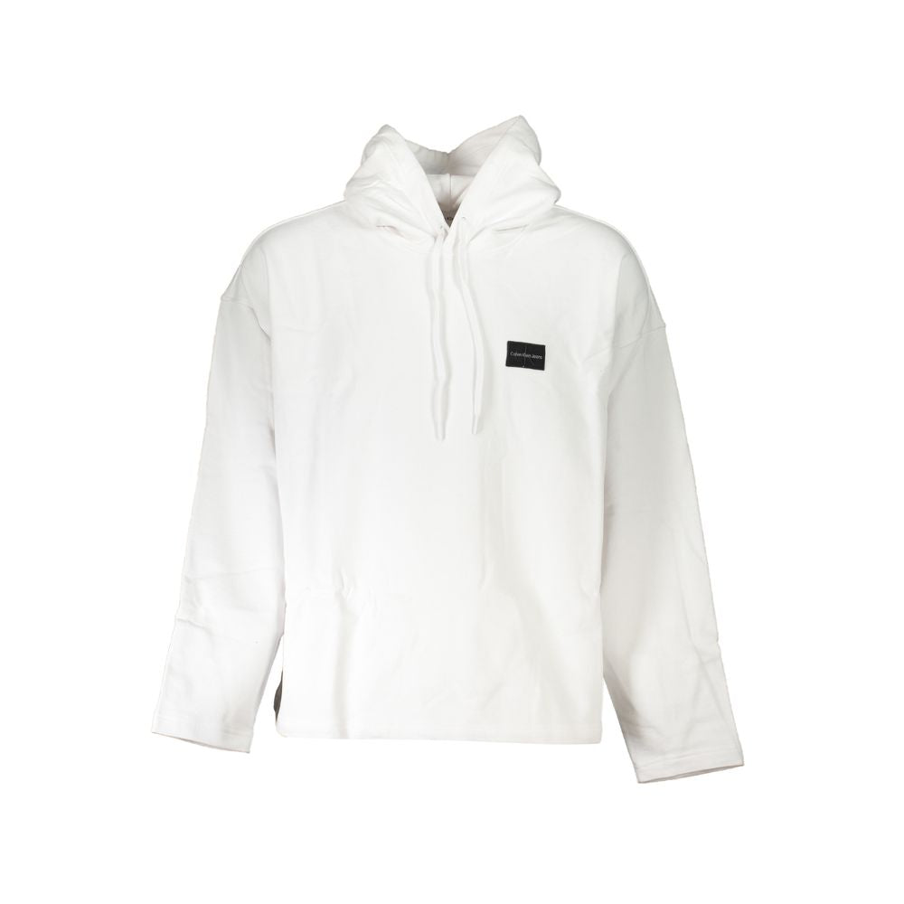 Sweat-shirt blanc en coton pour homme de la marque Calvin Klein, modèle confortable et simple, visible sur l’image.