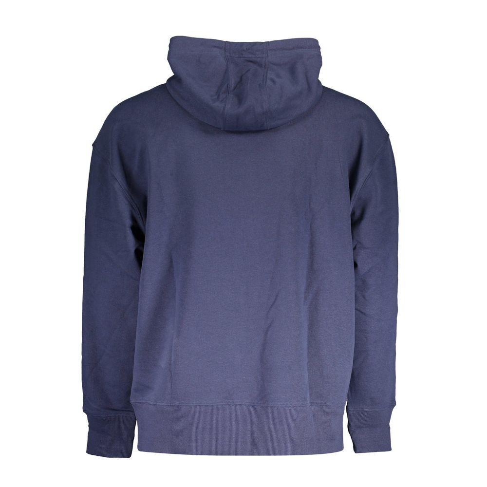 Sweat à capuche homme Tommy Hilfiger en coton bleu, pull décontracté avec logo emblématique sur la poitrine.