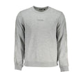 Sweat-shirt gris en polyester pour homme de la marque Calvin Klein, vue de face avec logo visible.
