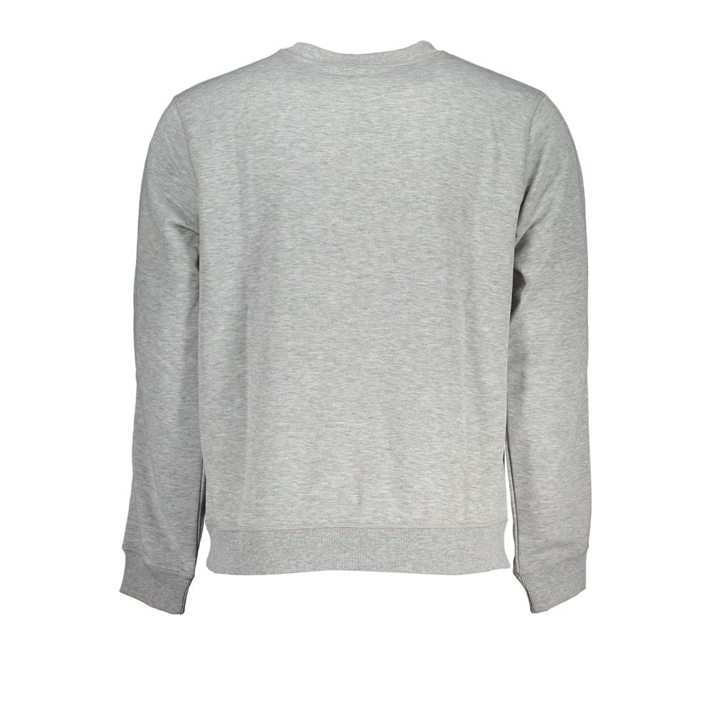 Sweat-shirt gris en polyester pour hommes de marque Calvin Klein, vue de face avec col rond et logo discret.