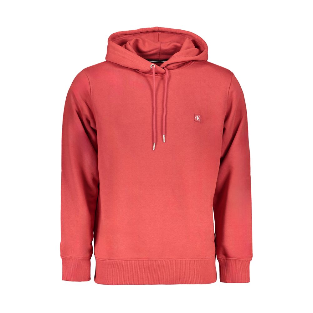 Sweatshirt homme en coton rouge de la marque Calvin Klein, coupe classique et logo discret visible sur le devant.