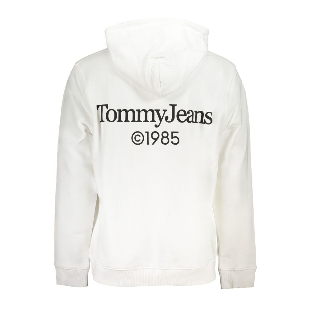 Sweatshirt à capuche pour homme Tommy Hilfiger en coton blanc, style décontracté et confortable, vue de face.
