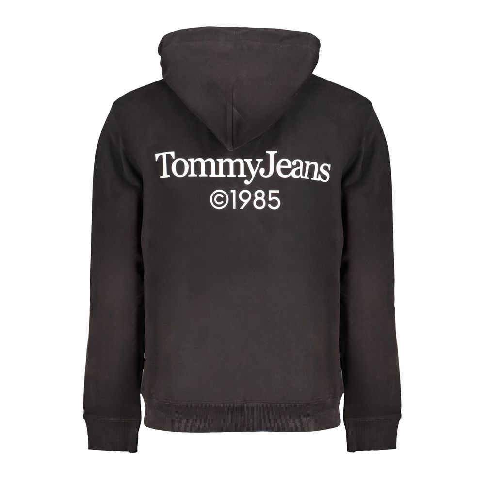 Sweat à capuche homme Tommy Hilfiger en coton noir, style décontracté avec logo brodé sur la poitrine.