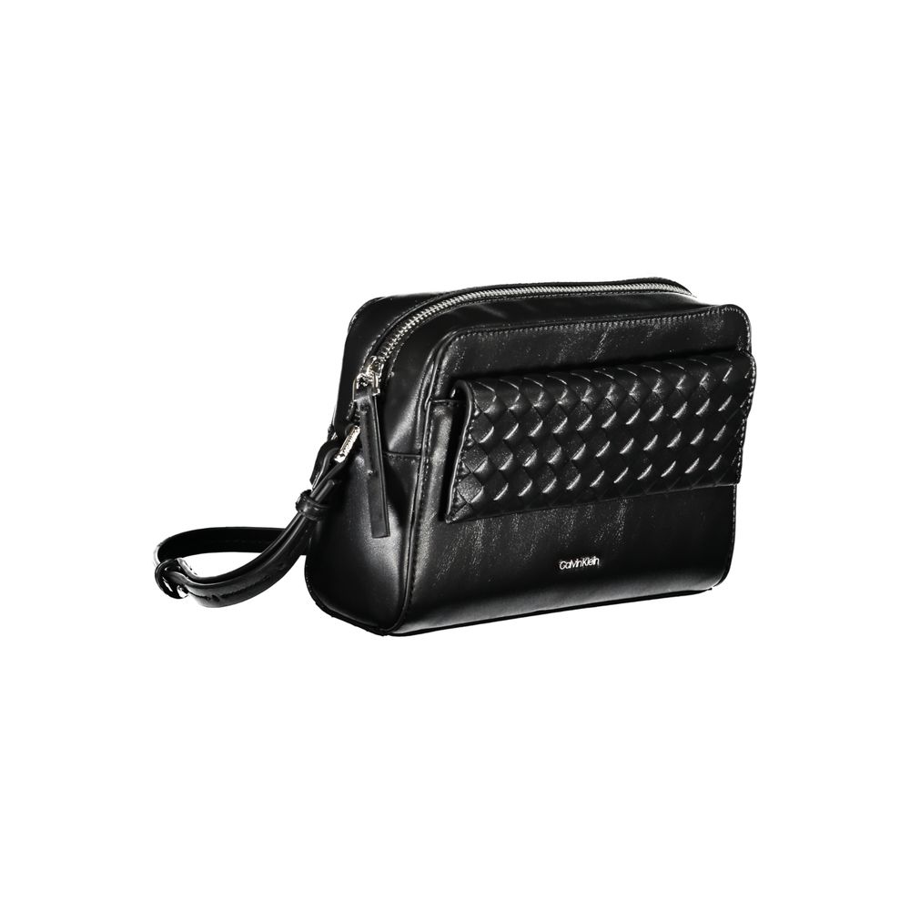 Sac à bandoulière pour femmes Calvin Klein en polyester noir, avec détails modernes et design élégant.